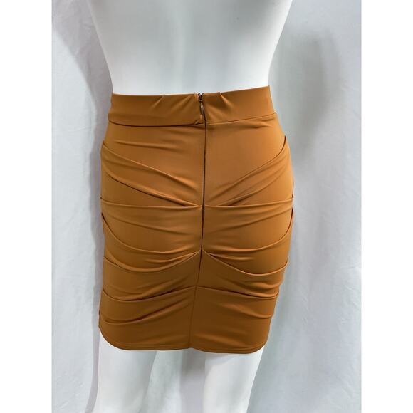 Alex Perry 'Patton' Brown Ruched Mini Skirt Size 2 - Picture 3 of 5